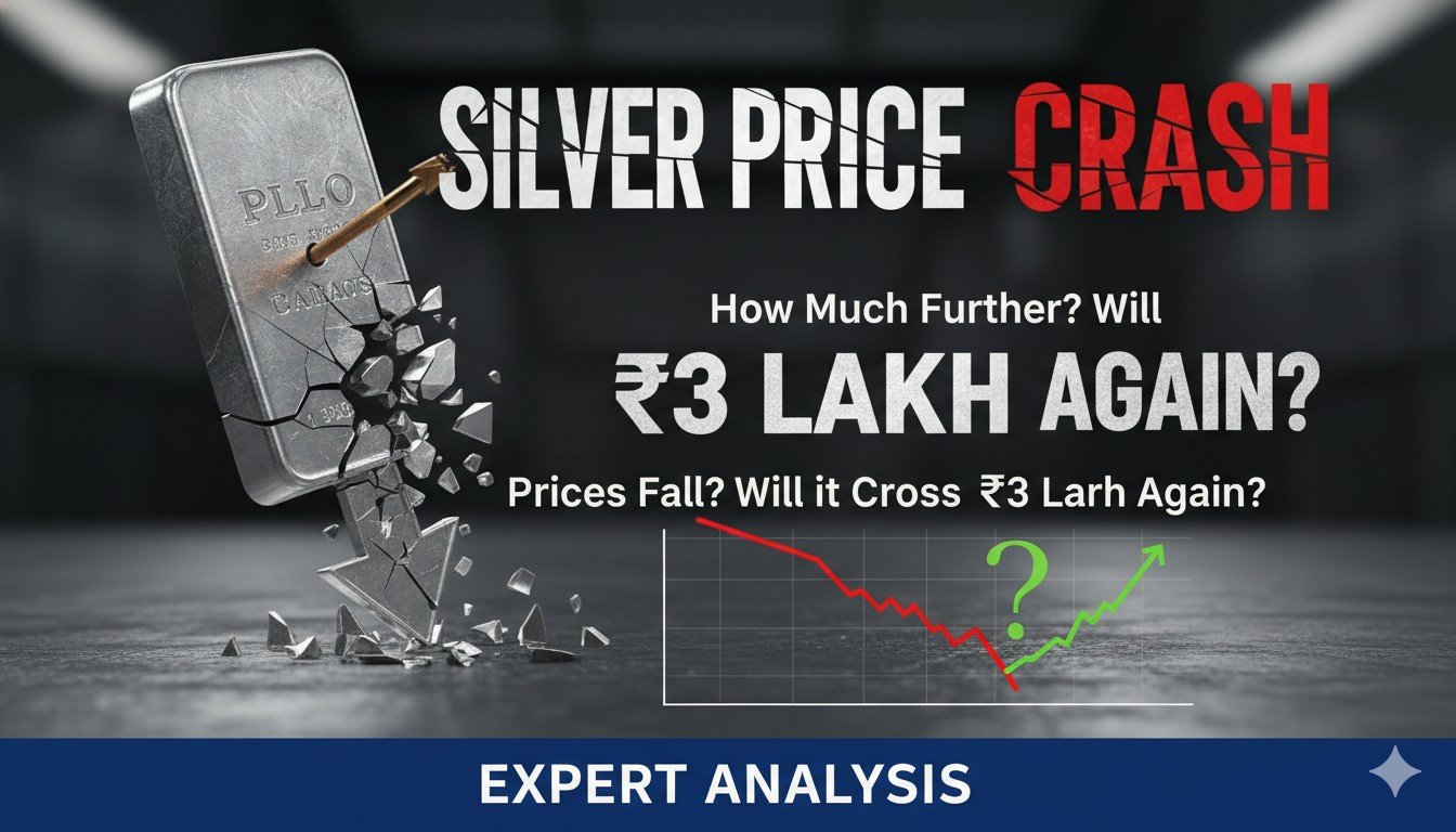 चांदी की गिरती कीमतों का ग्राफिक प्रतिनिधित्व, जिसमें क्रैश और रिकवरी ट्रेंड दिखाई दे रहा है।
