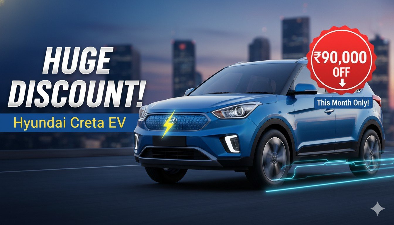 Hyundai Creta Electric light blue SUV parked with modern design and LED lights