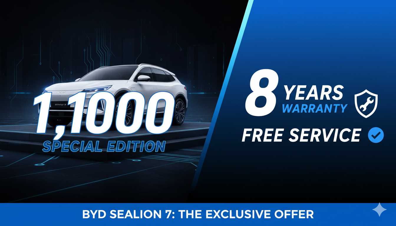 BYD Sealion 7 First Anniversary Edition electric SUV with Tahiti Blue interior and special offers