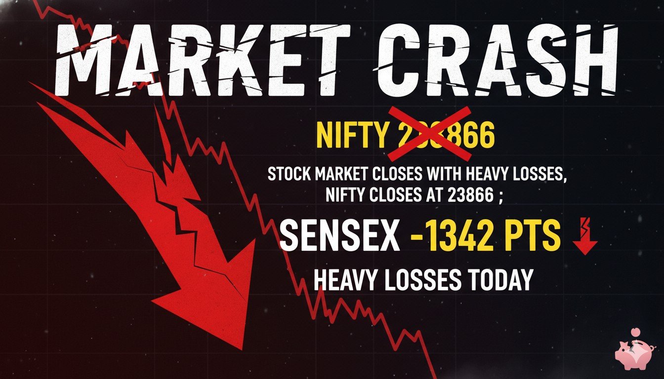 भारतीय शेयर बाजार में भारी गिरावट, सेंसेक्स और निफ्टी लाल निशान में बंद, क्रूड ऑयल स्पाइक के कारण